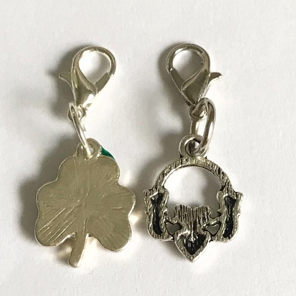 Celtic Irish Charms Clip On Lot Claddagh Shamrock Purse Zipper Pulls Silver Tone - Picture 7 of 9